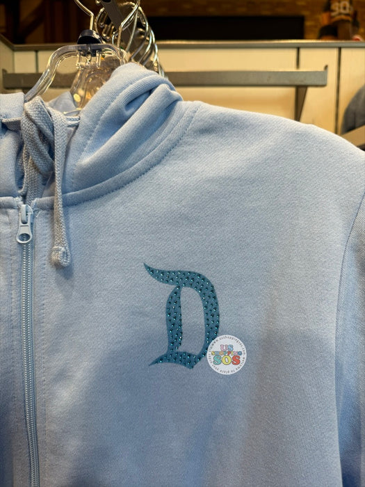 DLR/WDW - Donald Duck Rhinestone Park Logo Light Blue Hoodie Jacket (Adult)