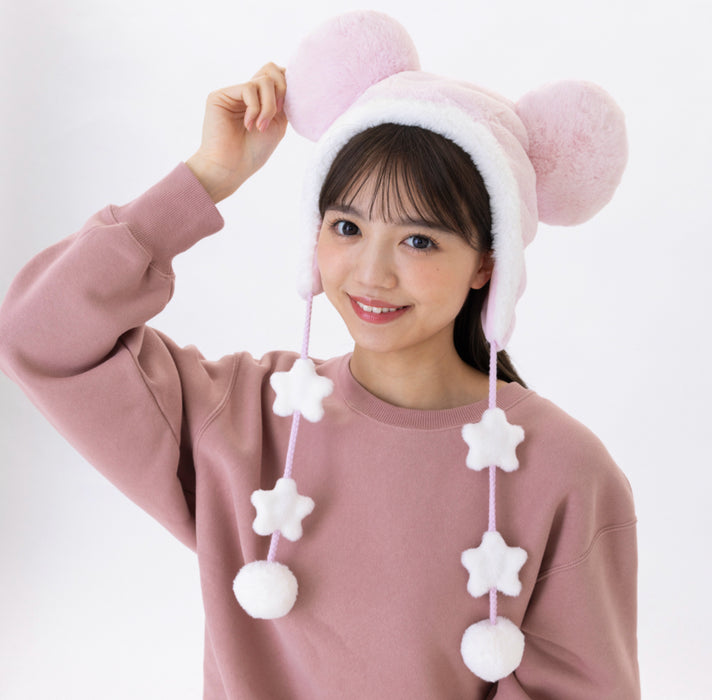 TDR - Dreamy Pastel Pink Mickey Mouse Fan Cap with Pom Pom For Adults (Release Date: Dec 4, 2025)