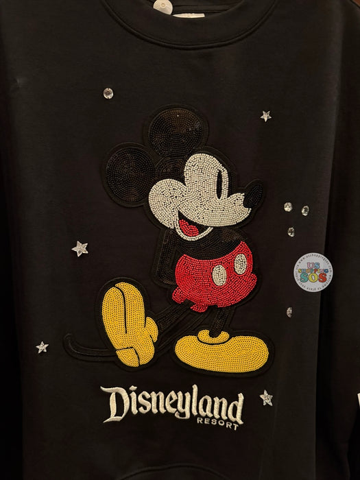 DLR/WDW - Mickey Mouse in Beads & Sequins Park Logo Black Pullover (Adult)