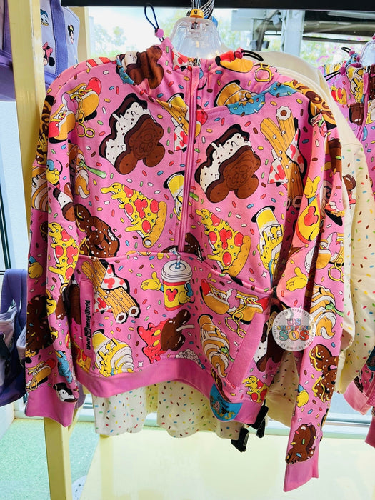 WDW - Disney Eats Snacks - “Walt Disney World” All-Over-Print Pink Hoodie Half-Zip Pullover (Adult)