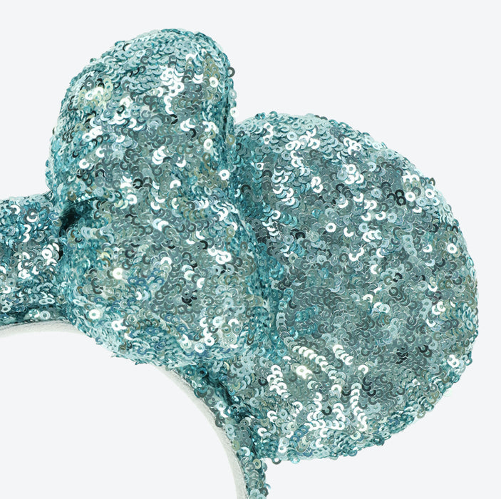 TDR - Minnie Mouse "Light Blue Glitter" Sequin Bow Ear Headband (Release Date: Oct 26)