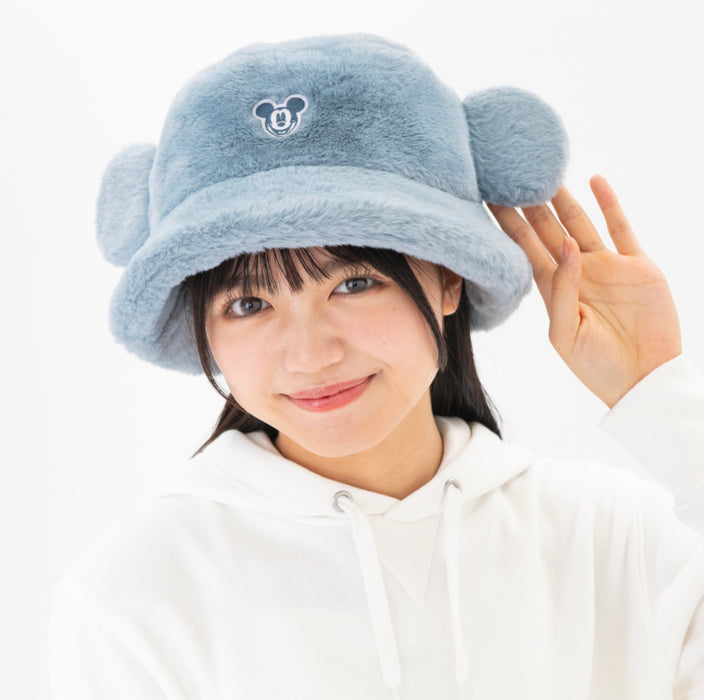 TDR - Fluffy Fluffy Warm Goods x Fluffy Boa Mickey Mouse Bucket Hat with Ear (Color: Blue)