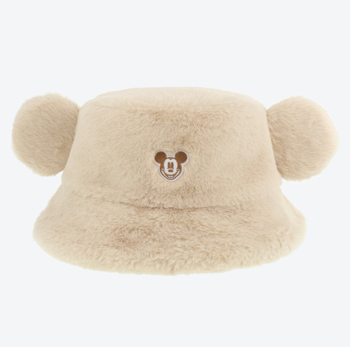 TDR - Fluffy Fluffy Warm Goods x Fluffy Boa Mickey Mouse Bucket Hat with Ear (Color: Beige)