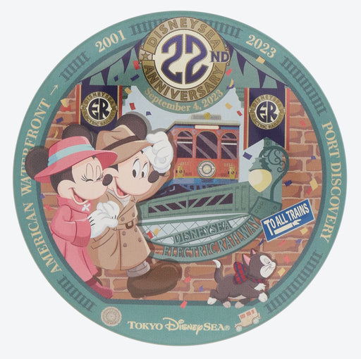 TDR - Tokyo Disney Sea 22nd Anniversary Celebration Collection - Mickey & Minnie Mouse, Figaro Button Badge (Release Date: Sept 4)