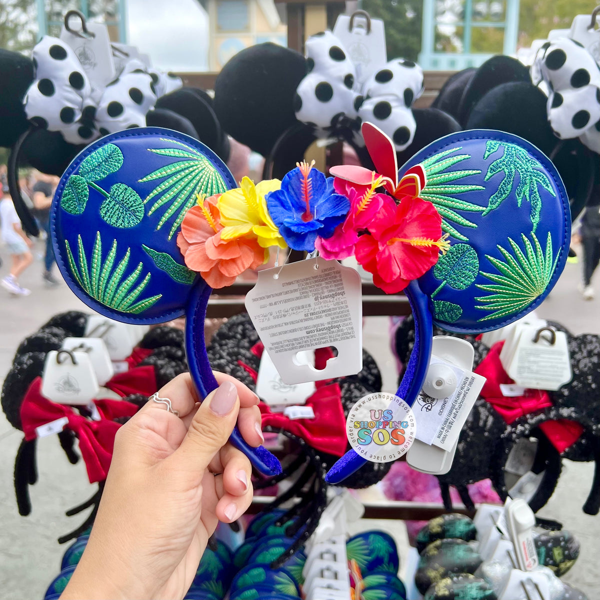 DLR/WDW - Minnie Tropical Blue Floral Ear Headband 