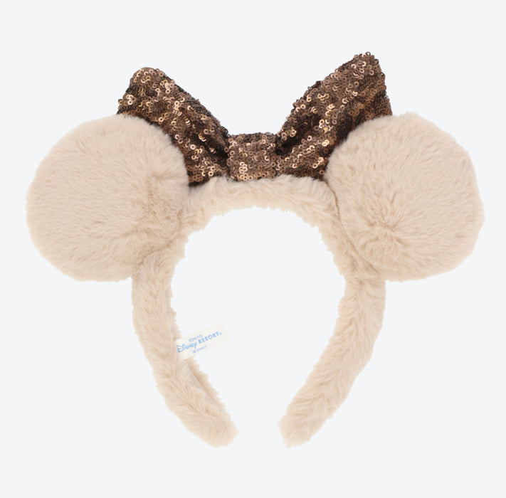 TDR - Fluffy Fluffy Warm Goods x Minnie Mouse Sequin Bow Ear Headband (Color: Beige) (Release Date: Oct 26)