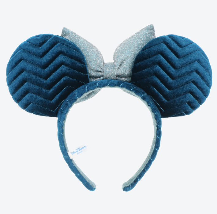 TDR - Minnie Mouse Shiny Blue Bow Crystal Teal Wave Ear Headband (Release on Sep 28, 2023)
