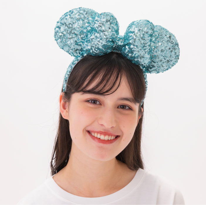 TDR - Minnie Mouse "Light Blue Glitter" Sequin Bow Ear Headband (Release Date: Oct 26)