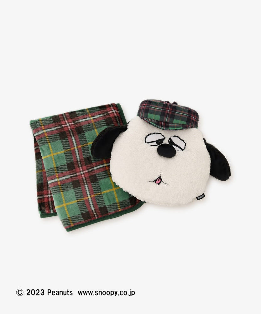 Japan Exclusive - Afternoon Tea x PEANUTS TARTAN x Snoopy Blanket in Cushion (Color: Green)