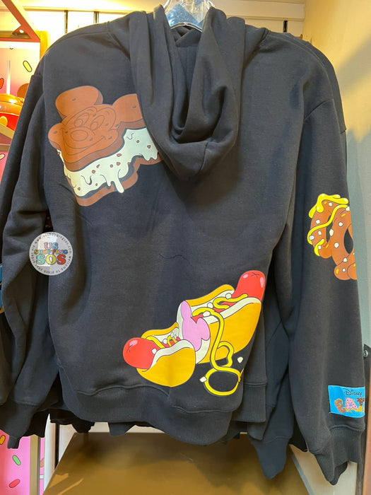 WDW - Disney Eats Snacks - "Walt Disney World" Snack Icons Black Hoodie Pullover (Adult)