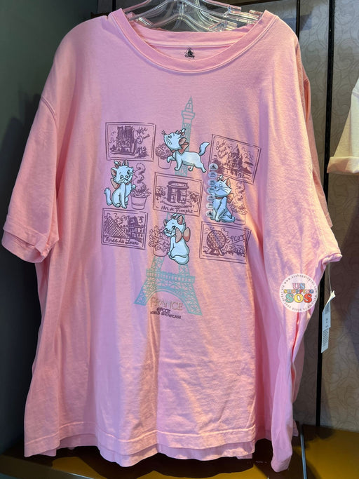 WDW - EPCOT World Showcase - France Marie and Eiffel Tower Pink Graphic Tee (Adult)