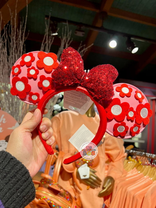 DLR/WDW - Minnie Valentine’s Day Sequin Bow Flower Ear Headband