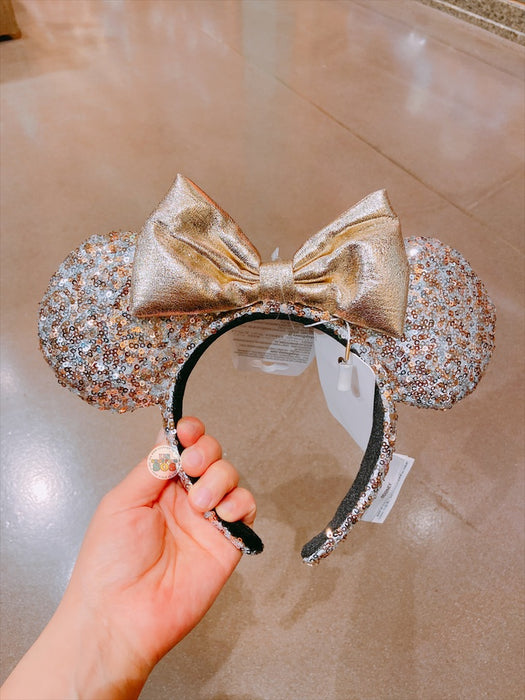 SHDL - Minnie Mouse Champagne Gold Bow Sequin Ear Headband