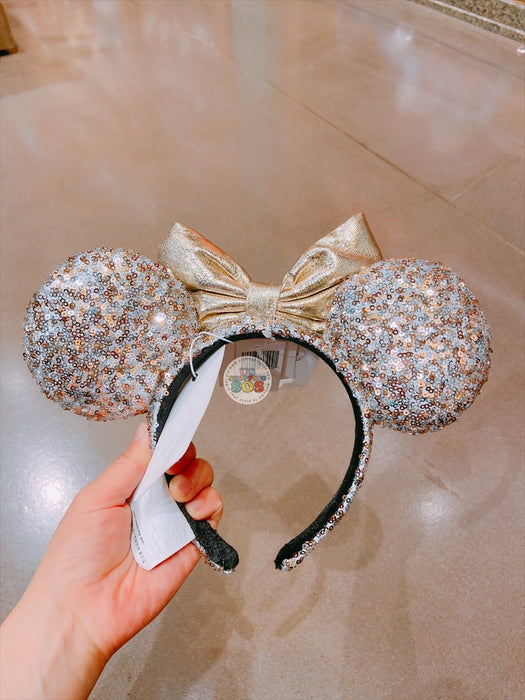 SHDL - Minnie Mouse Champagne Gold Bow Sequin Ear Headband