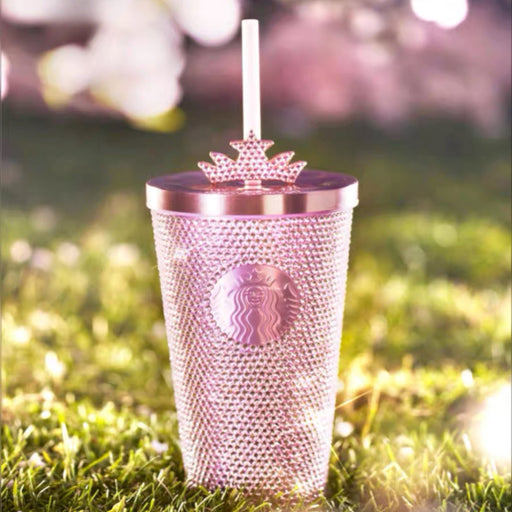 Starbucks China - Cherry Blossom 2024 - 13S. Sakura Purple Shiny Diamond Studded Cold Cup with Crown Topper