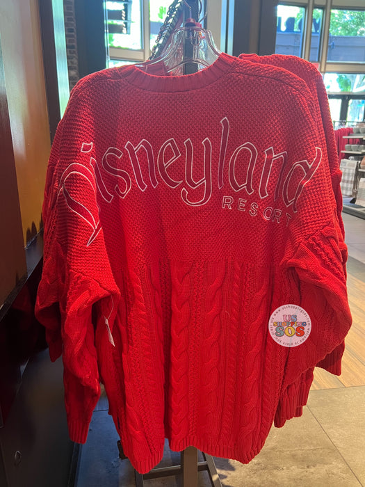 DLR - Spirit Jersey “Disneyland” Red Cable Knit Sweater