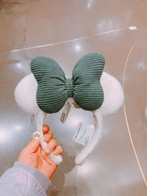 SHDL - Fluffy Minnie Mouse Ear Headband (Teddy Bear Green Color Bow)
