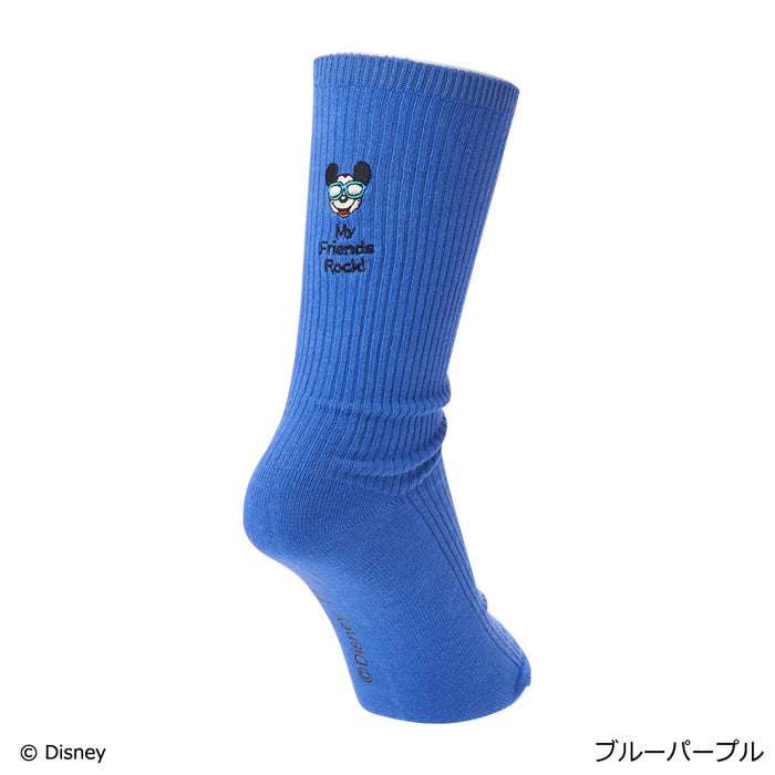 Japan Exclusive - "Hang Out with Disney Pals" Collection x Mickey Mouse Ribbed Embroidered Socks (Color: Blue Purple)