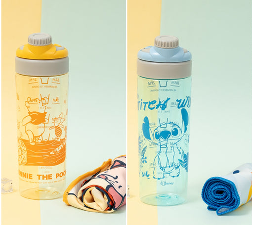 Taiwan Disney Collaboration - Winnie the Pooh/ Stitch Cool Towel & Plastic Bottle Set (2 Styles)