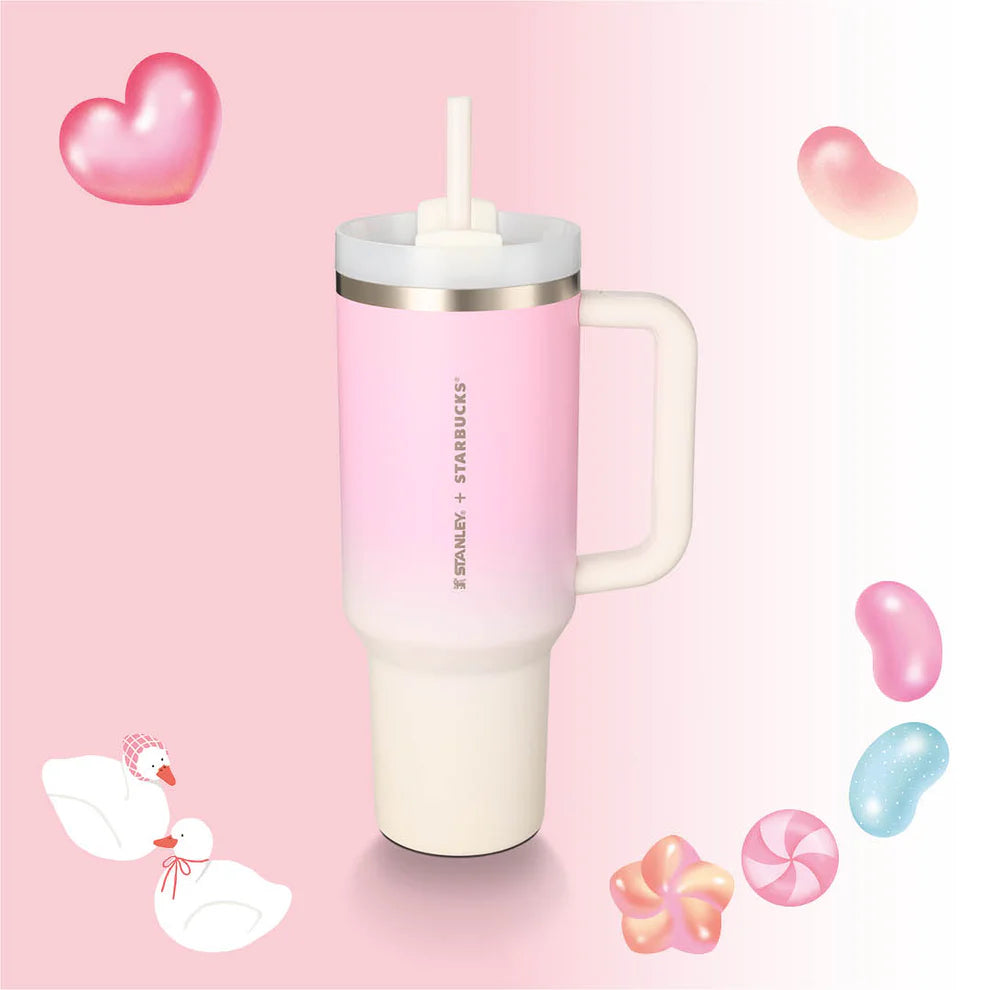 Starbucks Hong Kong- Jelly Collectors Duckies Collection x STANLEY + STARBUCKS THE QUENCHER STAINLESS STEEL COLD CUP(PINK OMBRE) 40OZ