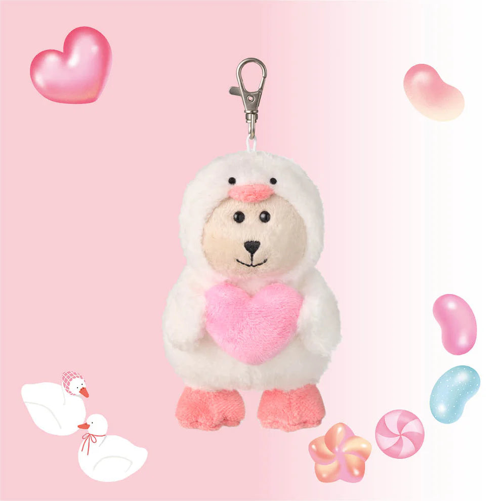 Starbucks Hong Kong- Jelly Collectors Duckies Collection x BEARISTA BEAR CALL DUCK HEART KEYCHAIN