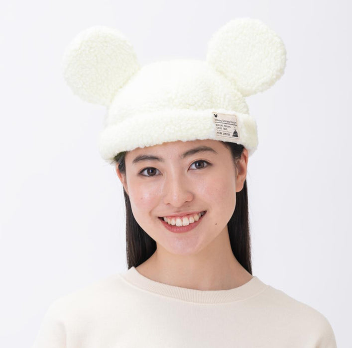 TDR - Winter "Warm & Warm" Collection x Fluffy Mickey Mouse Hat for Adults (Color: White)