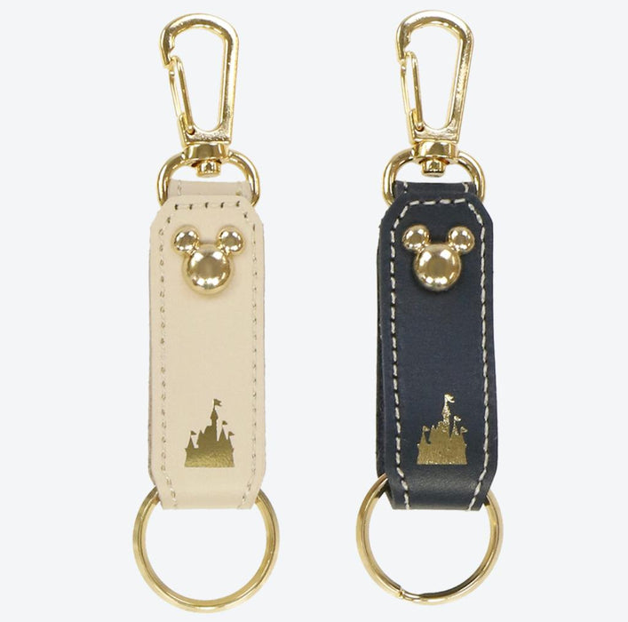 TDR - Mickey Mouse "Beige & Navy Genuine Leather Keychains Set of 2 (Release Date: July 20)