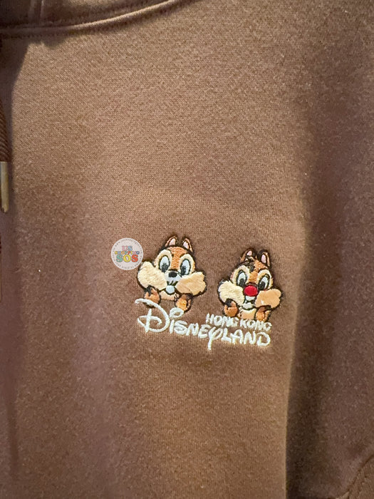 HKDL - 2026 Chip & Dale "Hong Kong Disneyland" Wordings Zip Hoodie for Adults (Color: Brown)