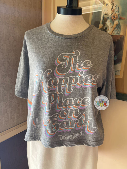 DLR - Castle “The Happiest Place on Earth Disneyland Resort” Cropped Grey Graphic T-shirt (Adult)