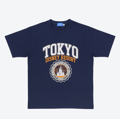 TDR - Tokyo Disney Resort "College Logo" Design T Shirt for Adults (Color: Navy) (Release Date: Apr 27)