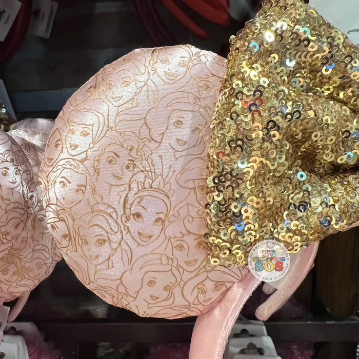 DLR/WDW - Disney Princess Gold Sequin Bow All-Over-Print Ear Headband