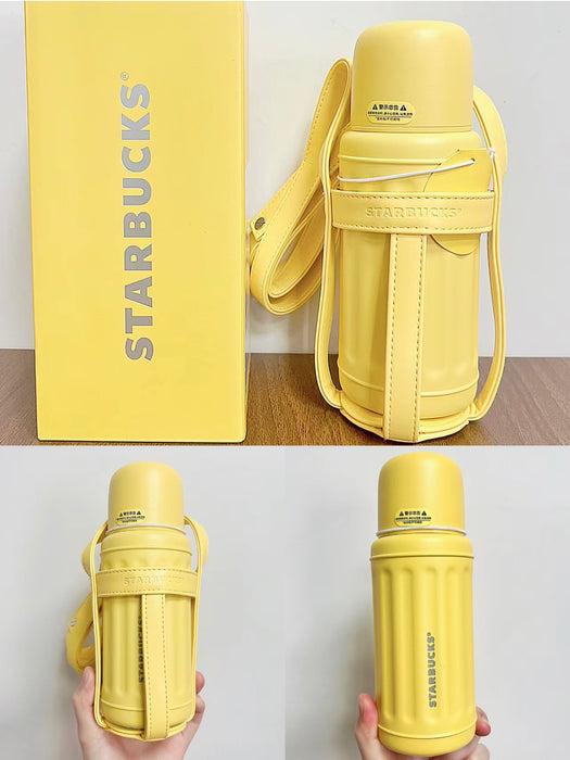 Starbucks China - Natural Series 2023 - 8. Yellow Vintage Vacuum Bottle 355ml & Carrier