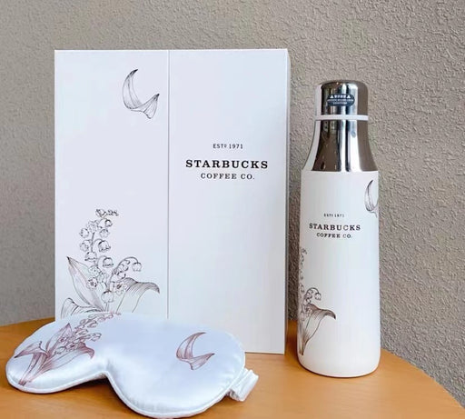Starbucks China - Lily of the Valley 2023 - 12. Stainless Steel Water Bottle with Eye Mask Set