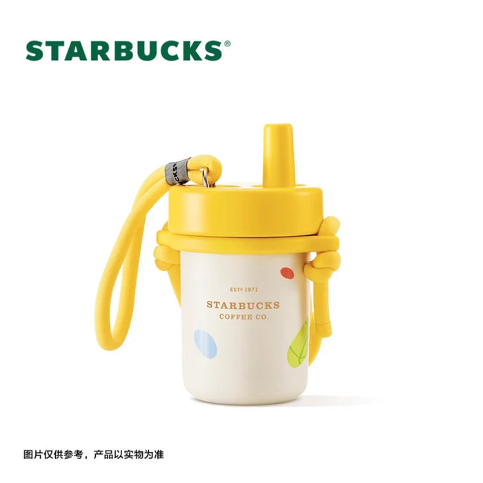 Starbucks China - Natural Series 2023 - 20. Yellow Lid Crossbody Stainless Steel Sippy Cup 490ml