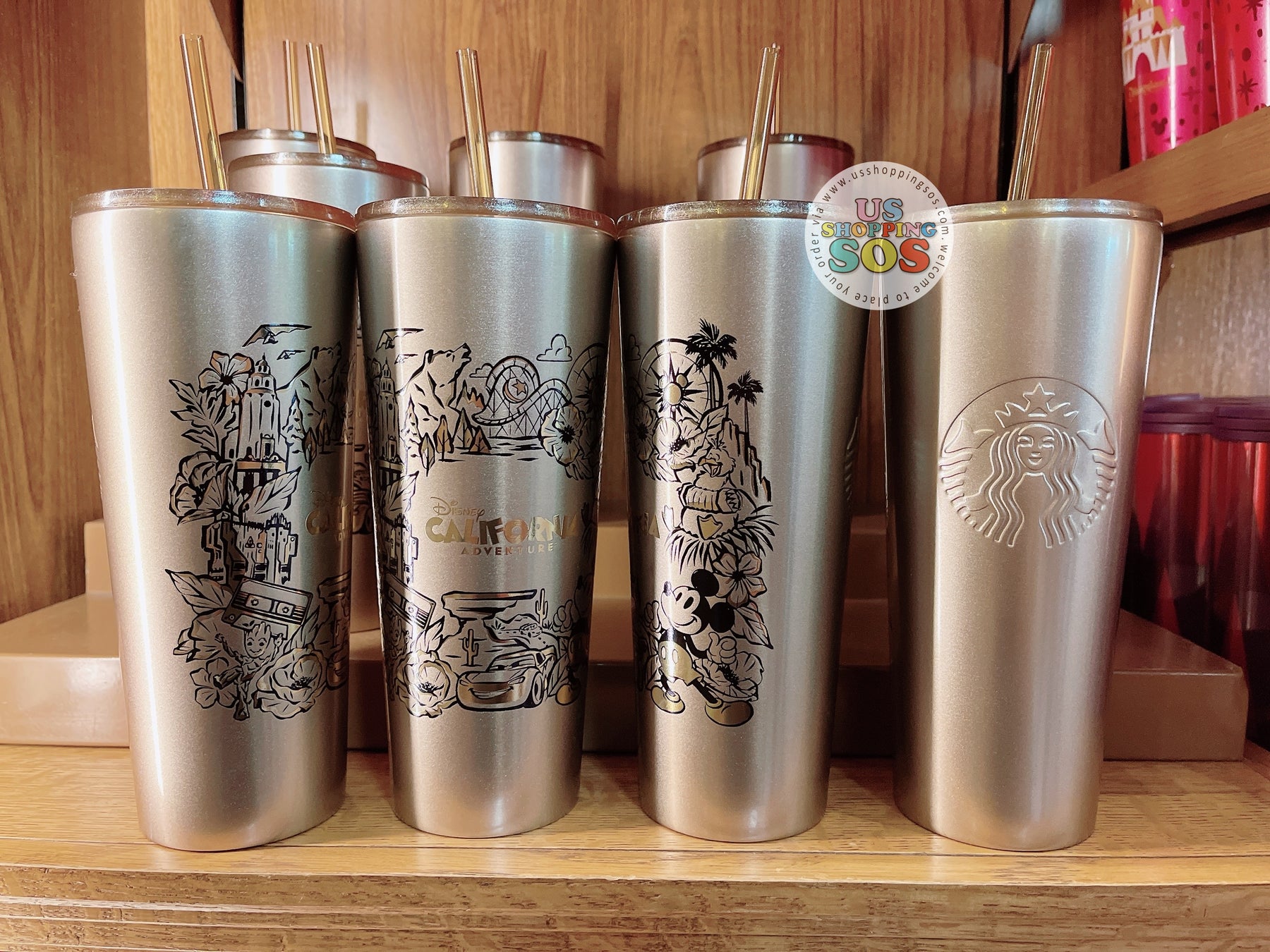 DLR - Starbucks California Adventure Mickey Gold Stainless Steel Cold Cup Tumbler 710ml