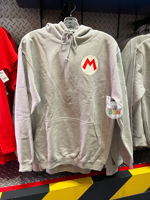 Universal Studios - Super Nintendo World - Mario “M” Logo Heather Grey Hoodie Pullover (Adult)