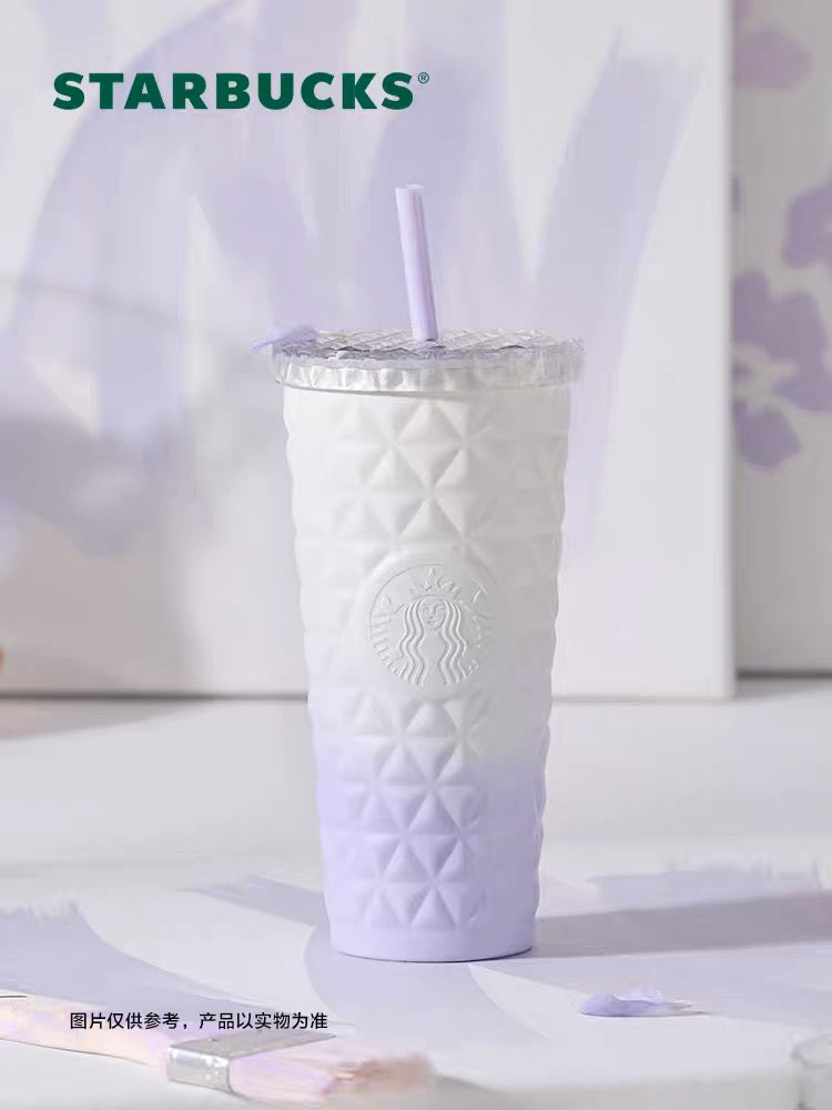 Starbucks China - Blooming Purple 2023 - 17. Ombré Purple Floral Embossed Stainless Steel Cold Cup 591ml