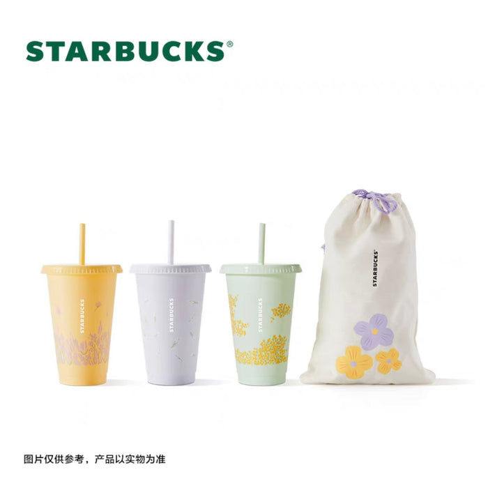 Starbucks China - Summer Flower Field 2023 - 11. Fresh Floral Plastic Straw Cup Set of 3 591ml