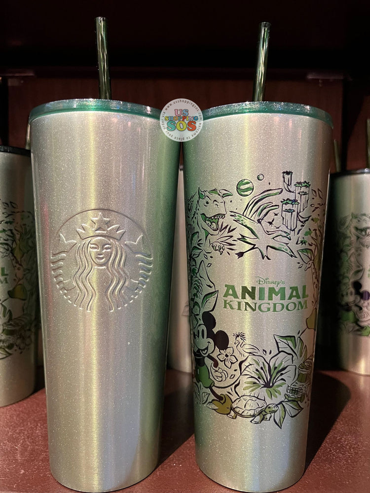 WDW - Starbucks Animal Kingdom Mickey Silver Green Stainless Steel Cold Cup Tumbler 710ml