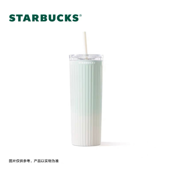 Starbucks China - Mint Green 2023 - 6. Ombré Embossed Stripe Stainless Steel Cold Cup 473ml