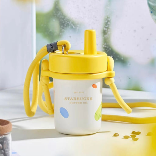 Starbucks China - Natural Series 2023 - 20. Yellow Lid Crossbody Stainless Steel Sippy Cup 490ml