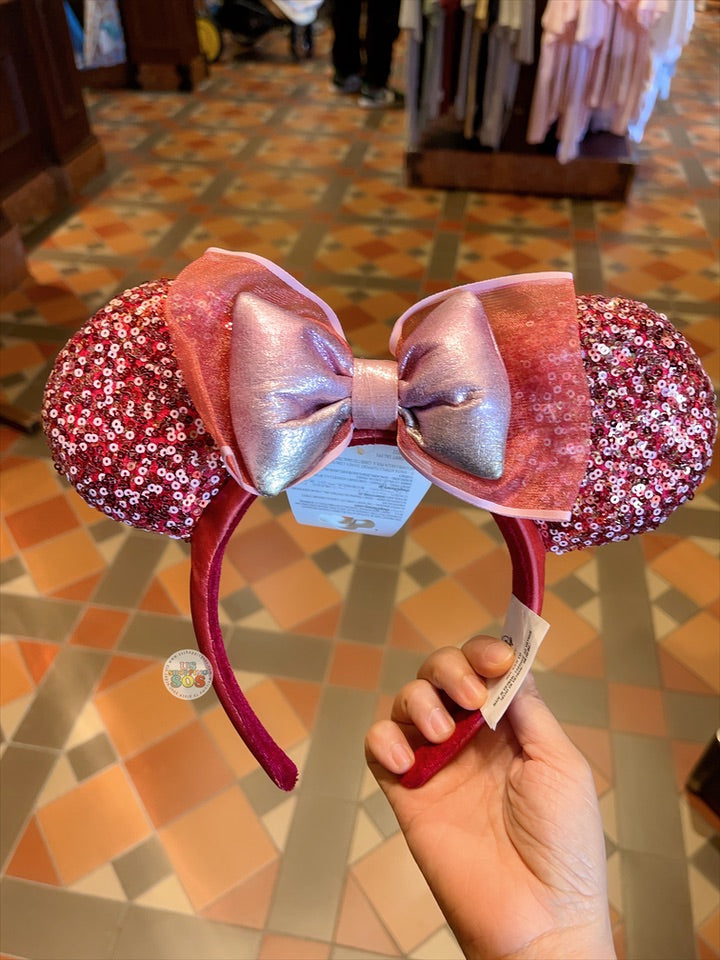 HKDL - Minnie Mouse Ruby Red Color Sequin Ear Headband