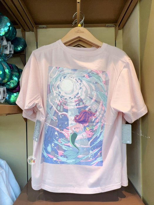 HKDL - Tokimeki The Little Mermaid x Ariel & Flounder Short Sleeve T-shirt Pink