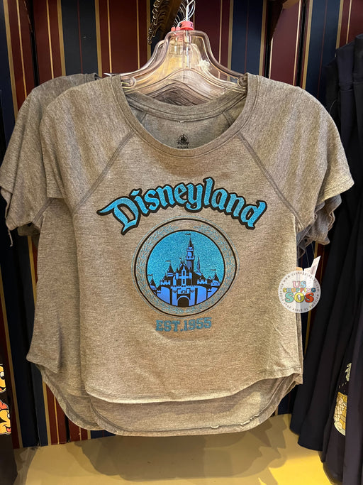 DLR - “Disneyland Est.1955” Castle Badge Heather Grey T-shirt (Adult)