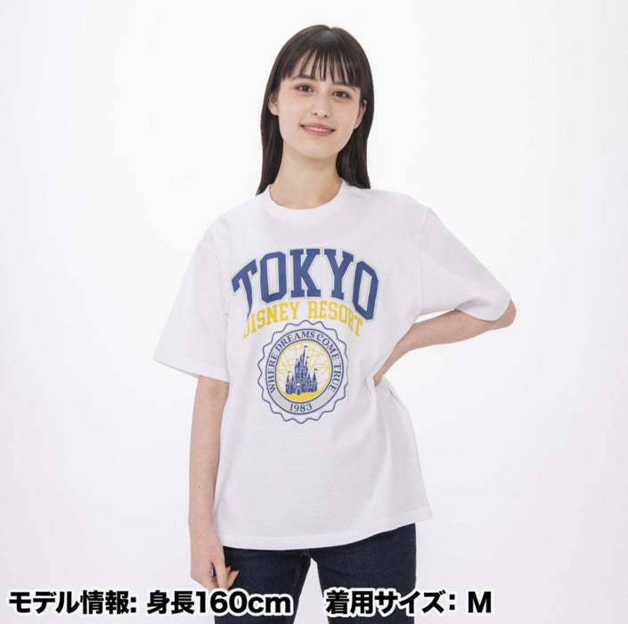TDR - Tokyo Disney Resort "College Logo" Design T Shirt for Adults (Color: White) (Release Date: Apr 27)