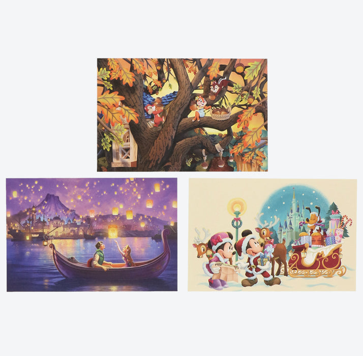 TDR - Tokyo Disney Resort Scenery & Disney Characters Post Card Set & Postcard Holder