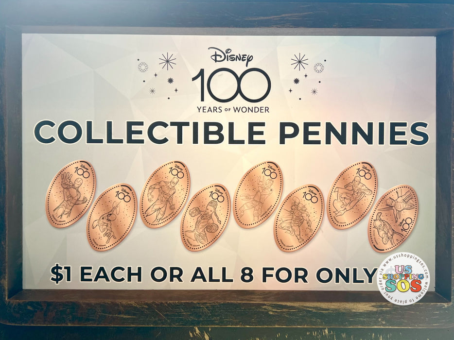 DLR - Disney 100 Years of Wonder - Collectible Souvenir Pennies Set of 8 (#2 - Marvel)