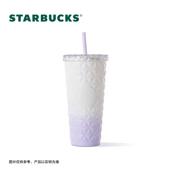 Starbucks China - Blooming Purple 2023 - 17. Ombré Purple Floral Embossed Stainless Steel Cold Cup 591ml