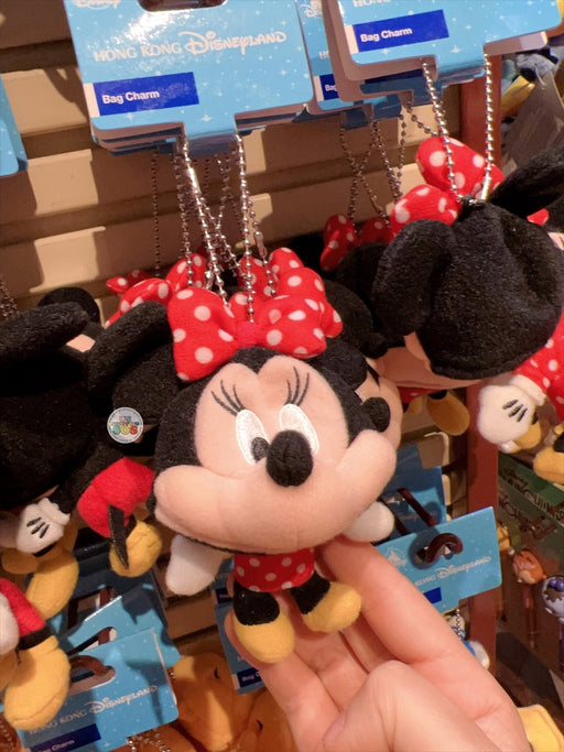 HKDL - Minnie Mouse Big Plushy Head Hat Shaped Keychain