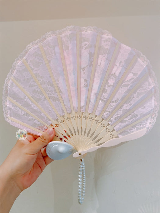 SHDL - Minnie Mouse Lace Hand Fan with Pearl Strap
